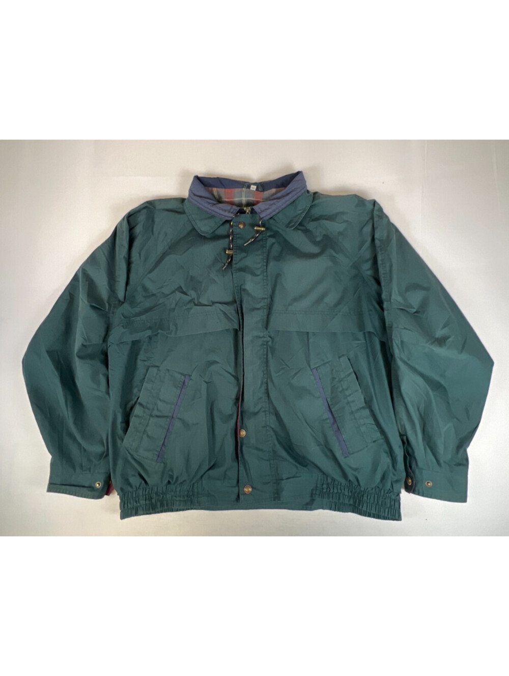 Vintage Winner Mate Men 2XL Green Full Zip Plaid Lined Bomber Jacket